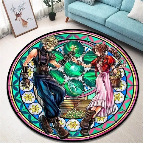 Navak Carpet Daily Picks Kingdom Hearts Cartoon-Teppich, runde Bodenmatte, Wohnzimmerteppich, Badezimmer, Küchenteppich, Fußmatte, rutschfeste Bodenmatte