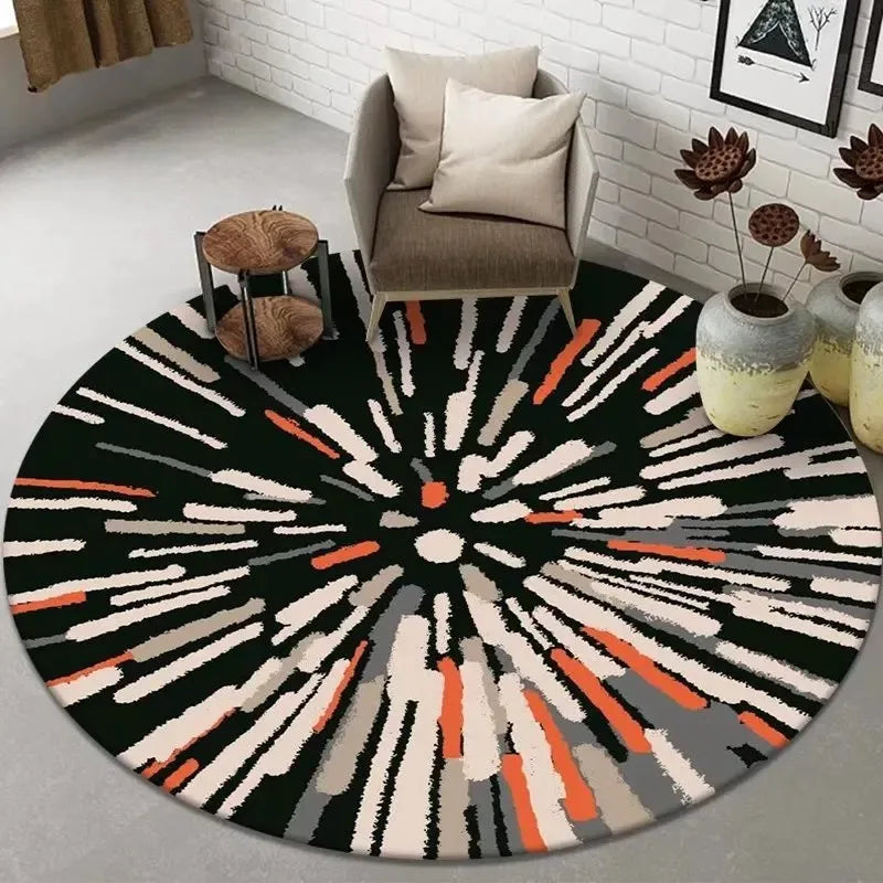 Navak Teppich Abstrakte Kunst Runder Teppich Wohnzimmer Sofa Schlafzimmer Dekorativer Teppich Computerstuhl Bodenmatte Rutschfest