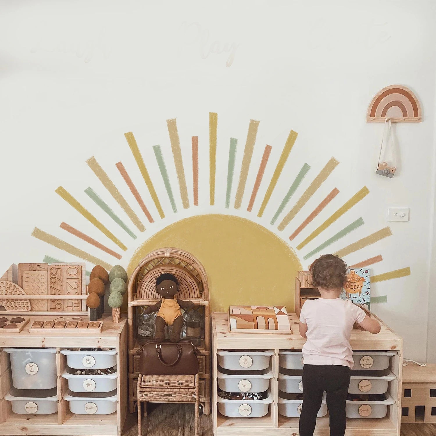Navak Carpet 3D-Wandaufkleber im Boho-Stil mit Sonne für Kinderzimmer, selbstklebend, für Wohnzimmer, Schlafzimmer, Boho-Design, Wandkunst-Aufkleber