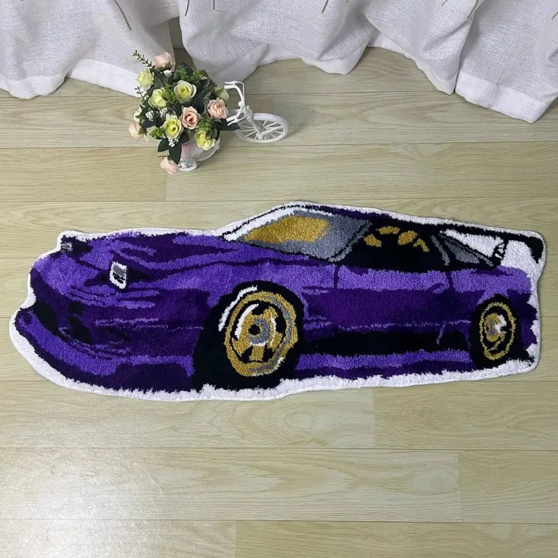 Navak Carpet Fashion Rennwagen-Teppiche, weicher Tufting-Sportwagen-Teppich, Wohnzimmer, Schlafzimmer, Heimdekoration, rutschfeste Bodenmatte, Nachttischunterlage, Dropship