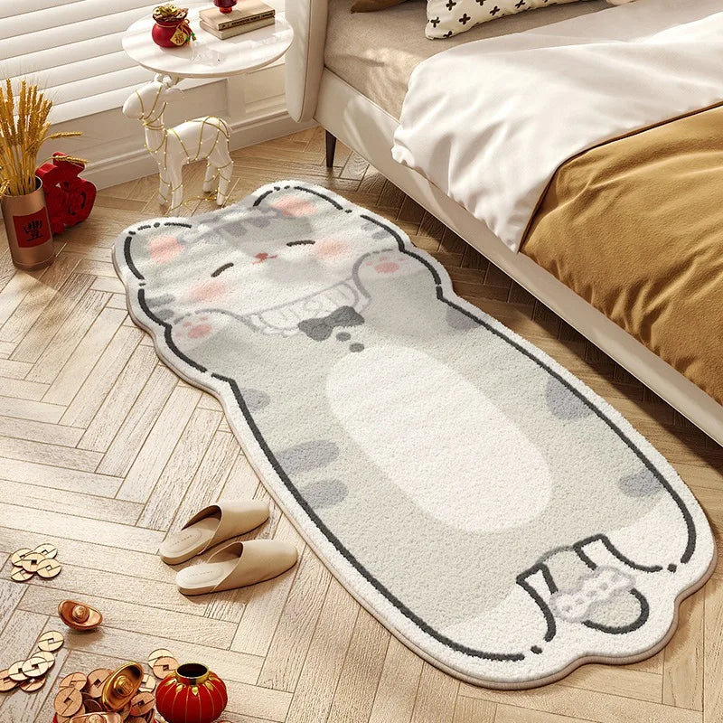 Navak Teppich, süßer Katzenteppich, Schlafzimmer, Nachttisch, Bodenmatte, Läufer, weich, flauschig, lange Teppiche, Cartoon-Tier, süßes Mädchen, Heimdekoration
