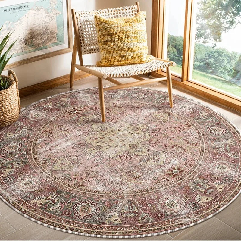 Navak Carpet Exclusive Picks Bohemian Retro Runder Schlingenflor-Teppich – Runder Vintage-Teppich für Couchtisch, Sofa und Schlafzimmer, rutschfest, Heimdeko