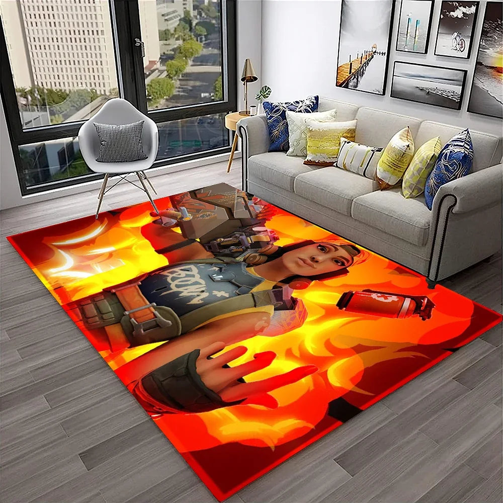 Navak Carpet VALORANT Game Gamer Cartoon 3D Carpet Rug for Home Living Room Bedroom Sofa Doormat Decor,kids Play Area Rug Non-slip Floor Mat