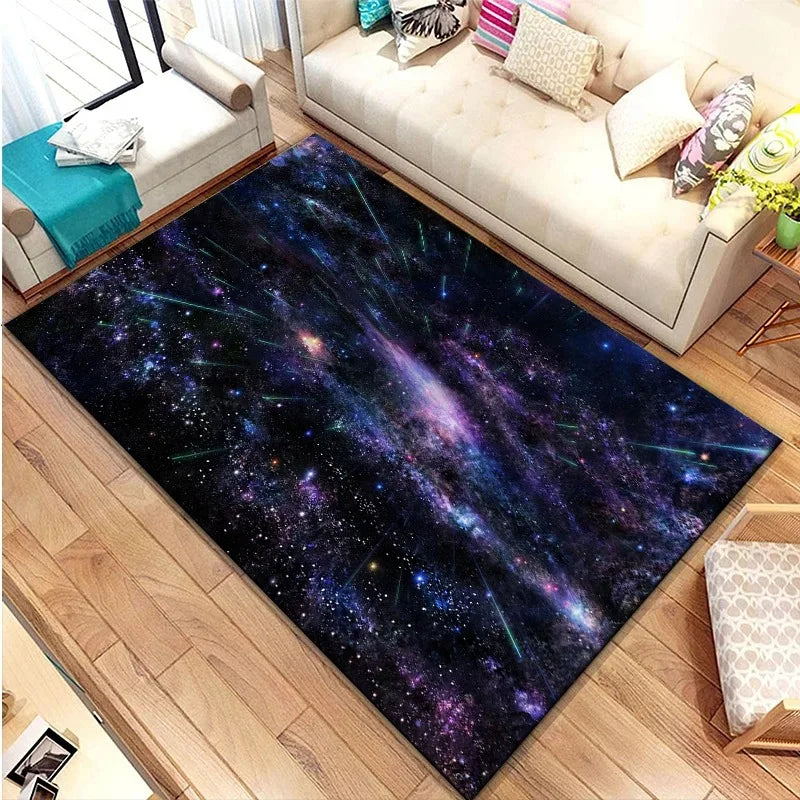 Navak Teppich 3D Galaxy Space Star Teppich Home Schlafzimmer Wohnzimmer Dekorative Bodenmatte Badezimmer Zimmer Rutschfester Teppich Fußmatte