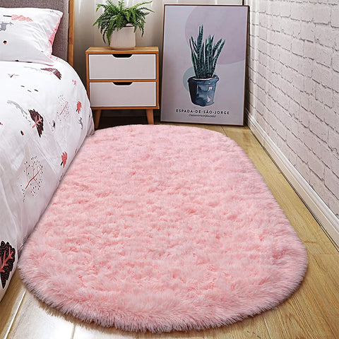 Navak Carpet Ovaler, flauschiger, ultraweicher Teppich für Schlafzimmer, Plüsch-Zotteliger Teppich für Kinderzimmer, Nachttischmatten, 7,8 x 1,6 m