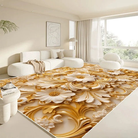 Navak Carpet Modern White Large Carpet for Living Room Luxury Gold Rug Home Decoration Bedroom Mat Bedside Soft Non-slip 200x300 Carpets 러그