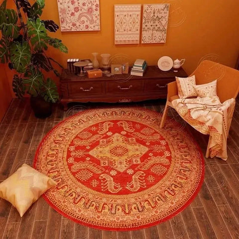 Navak Teppich, persischer Retro-Ethno-Stil, runder Wohnzimmerteppich, Couchtisch, Hängesessel, Drehstuhl, Bodenmatte, Schlafzimmer, Nachttischteppich