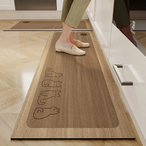 Navak Teppich, Küchen-Bodenmatte, wasserdicht, rutschfest, Vinyl-Teppich, PVC-Küchen-Lederteppich, Cartoon-Teppiche mit Holzmaserung, Alfombras De Cocina