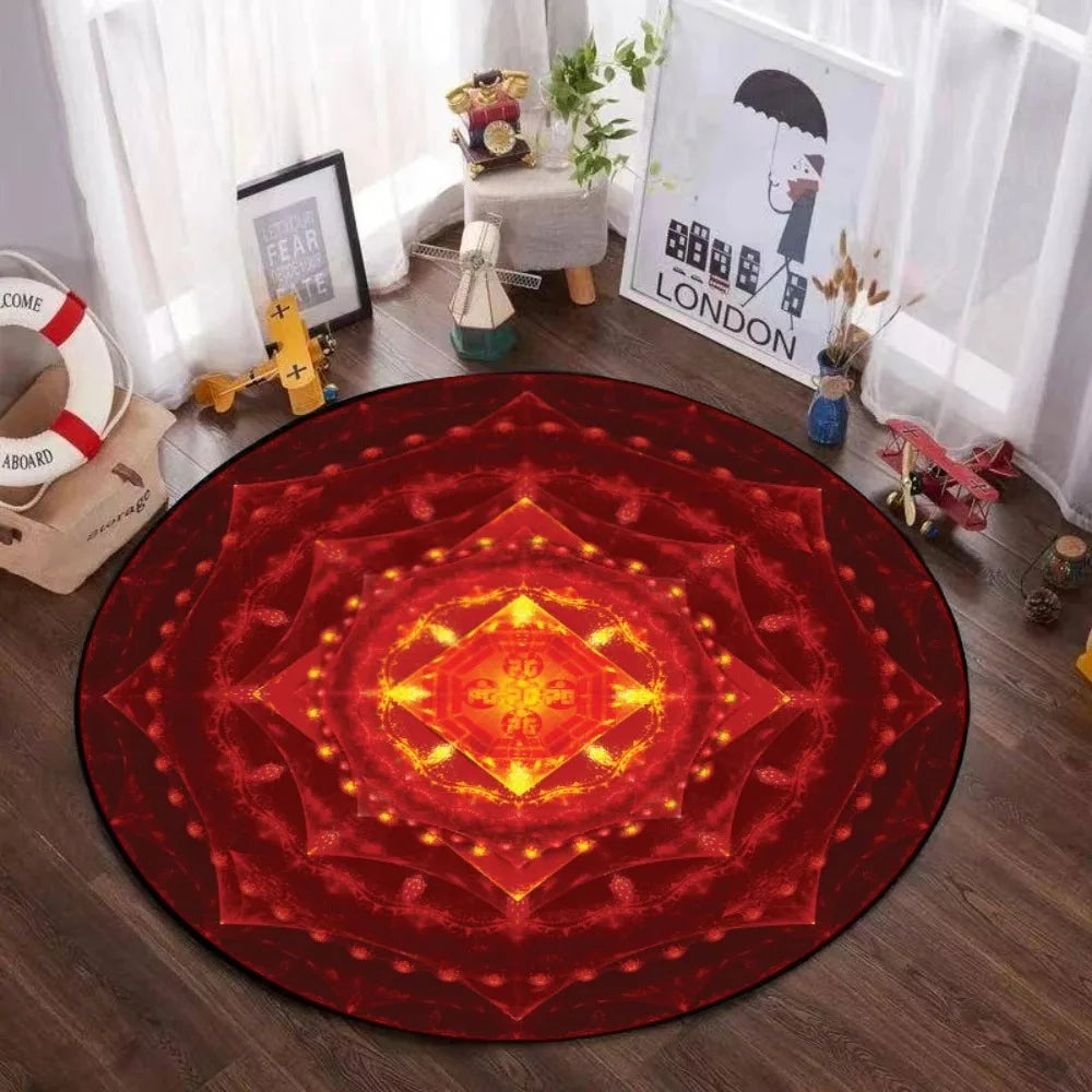 Navak Carpet Mystic Magic Circle Round Theme Innenbereich Rutschfester Teppich Schlafzimmer Meditationszone Idealer Dekoteppich
