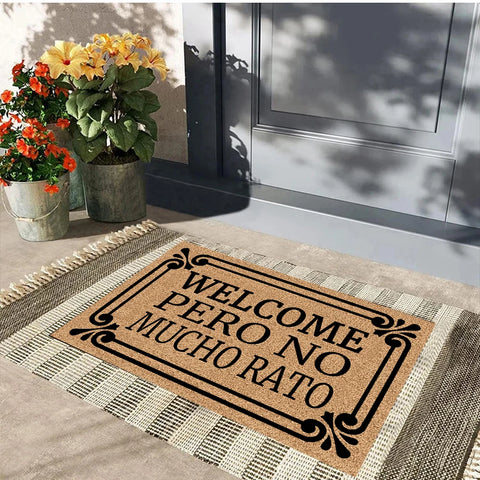 Navak Carpet Rutschfeste Fußmatte aus Gummi, Welcome Pero No Mucho, Rato-Türmatten, lustiger Eingangsteppich, Hausveranda, Staub, süße Fußmatte, Heimdekoration
