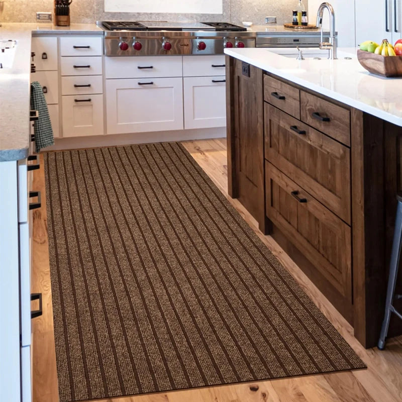 Navak Carpet Non-slip door mat, solid color striped kitchen carpet floor mat, easy to clean suitable for hallway, kitchen, bathroom