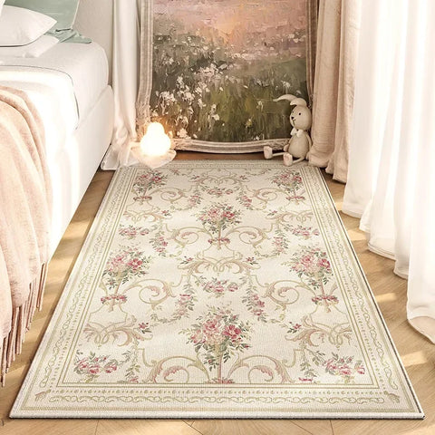 Navak Teppich, amerikanischer Retro-Schlafzimmer-Nachttischteppich, modische Blume, nicht abwischbar, Couchtischmatte, weicher Wohnzimmer-Sofa-Garderobenteppich, Ковер 러그