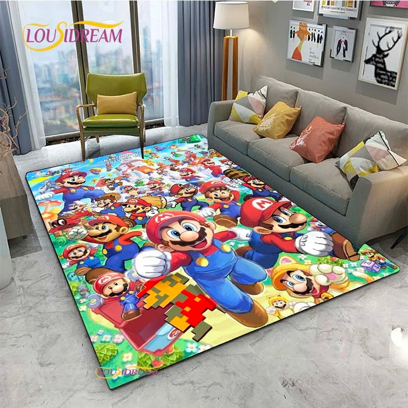 Navak Teppich Mario Cartoon Anime Teppich für Wohnzimmer Schlafzimmer Niedliche Teppiche Tisch Küchentür Kinder Rutschfeste Fußmatten Alfombra Geburtstagsgeschenk