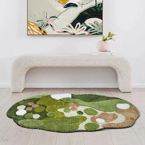 Navak Teppich Moos Teppich 3D Stereo für Wohnzimmer Imitation Kaschmir Grün Teppich Schlafzimmer Nachttisch Bodenmatte Anti-Rutsch Shaggy Teppiche Home Decor