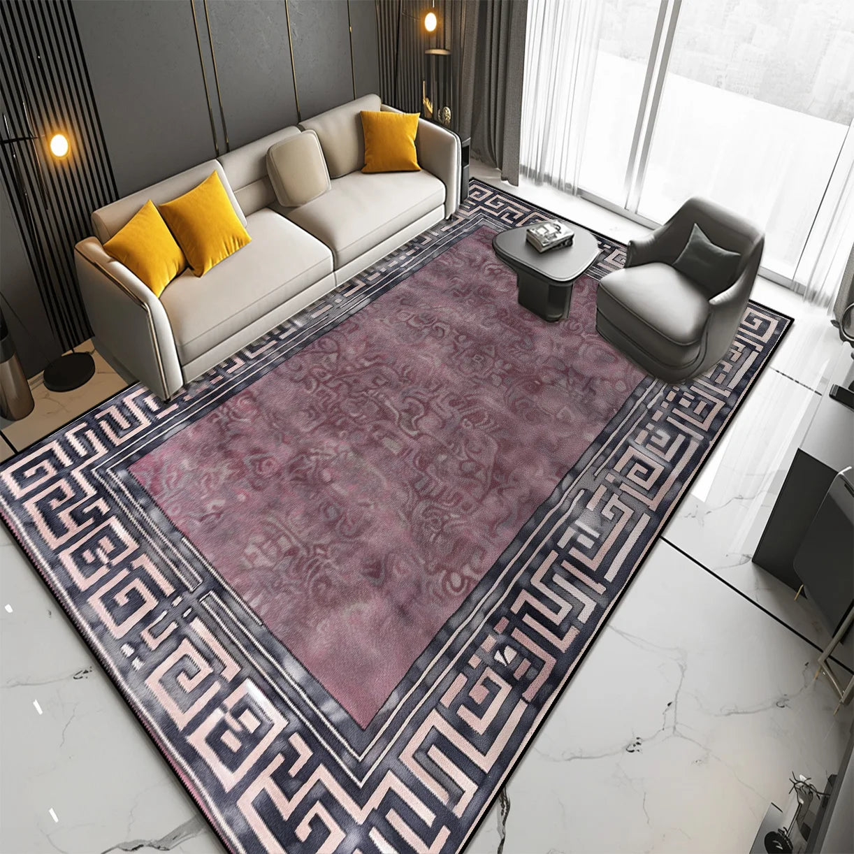 Navak Carpet New Nordic Style Carpets for Living Room Grey Purple Modern Room Decor Large Rug Home Non-slip Entrance Door Mat Bedroom Tapete
