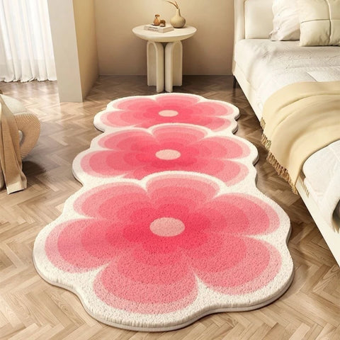 Navak Carpet Exclusive Picks Teppich für Schlafzimmer Streifen Flanell Bett Teppich Ins Blumen Frische Schlafzimmer Erkerfenster Schmutzabweisende Kühle Decke