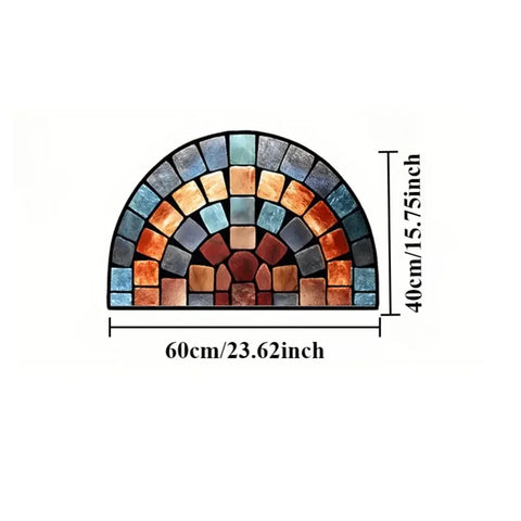 Navak Carpet Rutschfeste, halbrunde Fußmatte mit Blumenmuster, saugfähig, Willkommensteppich, waschbar, Fußmatte, Eingangsmatte für drinnen und draußen