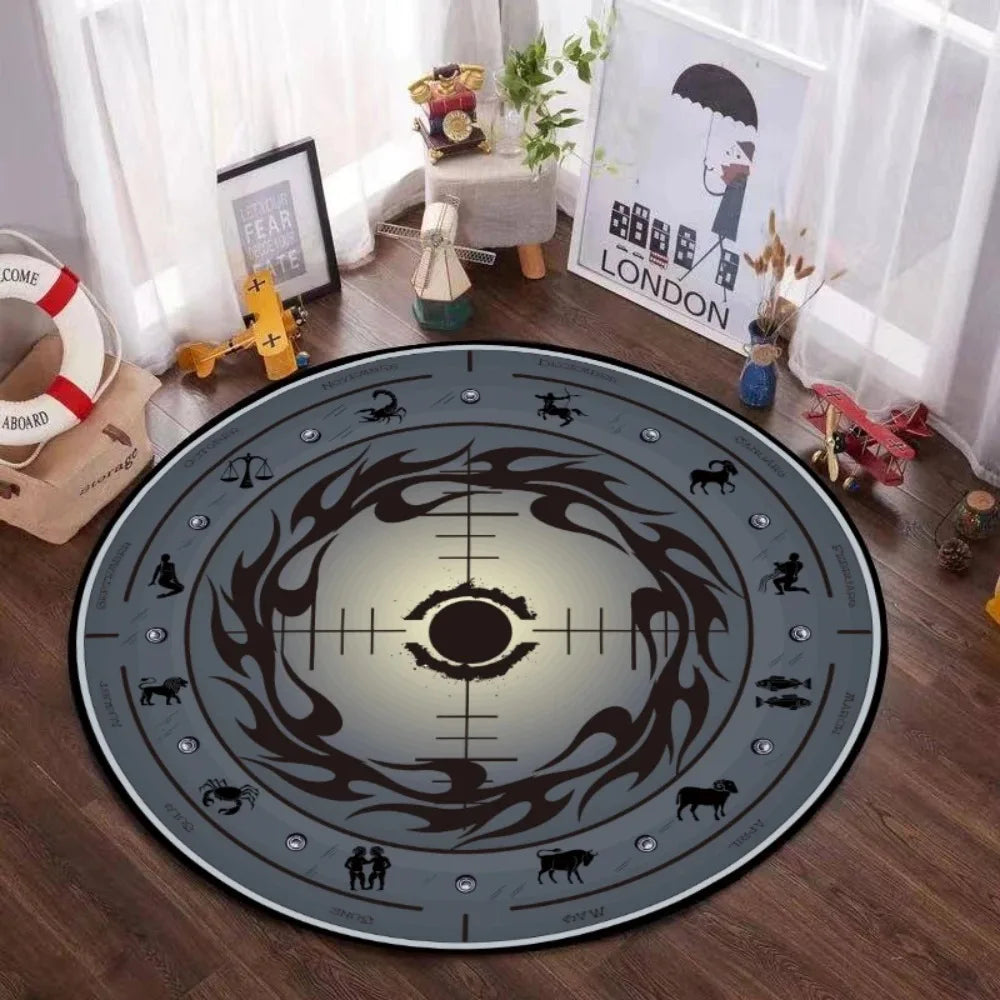 Navak Carpet Mystic Magic Circle Round Theme Innenbereich Rutschfester Teppich Schlafzimmer Meditationszone Idealer Dekoteppich