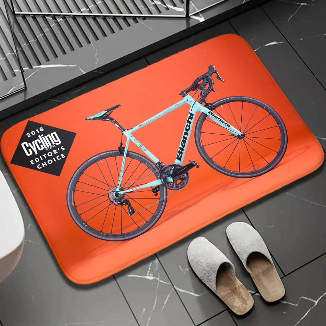 Navak Carpet 1 Stück Biker-Fußmatte für drinnen und draußen, rutschfest, Fahrrad-Aufdruck, Heimdekor, Teppich für Küche, Schlafzimmer, Bad, Fußmatten, waschbar, Bodenmatte