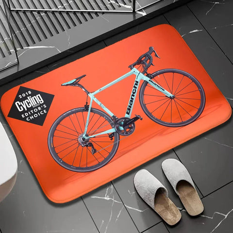 Navak Carpet 1 Stück Biker-Fußmatte für drinnen und draußen, rutschfest, Fahrrad-Aufdruck, Heimdekor, Teppich für Küche, Schlafzimmer, Bad, Fußmatten, waschbar, Bodenmatte
