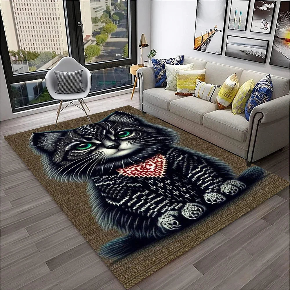 Navak Teppich, 3D, süße Katze, Blume, Cartoon-Teppich für Zuhause, Wohnzimmer, Schlafzimmer, Sofa, Fußmatte, Dekoration, Kinderspielbereich, rutschfeste Bodenmatte