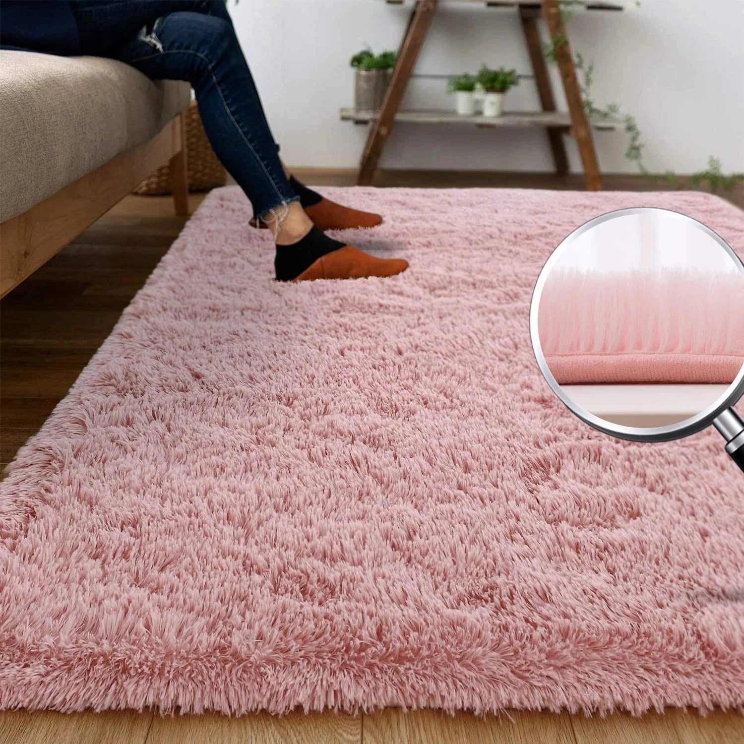 Navak Teppich, flauschiger Teppich für den Innenbereich, weicher Plüschteppich für das Wohnzimmer, rutschfester, langlebiger Teppich für Mädchenschlafzimmer, Kinderzimmerteppiche