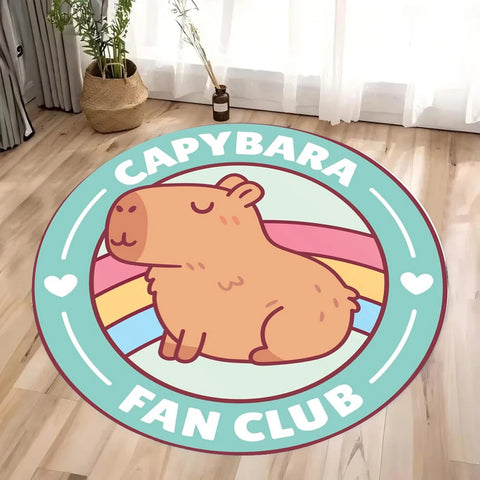 Navak Carpet Daily Picks Cute Cartoon Capybara Round Rug for Living Room Bedroom Bedside Area Floor Mat Swivel Chairs Mat Home Decor Kid's Gifts