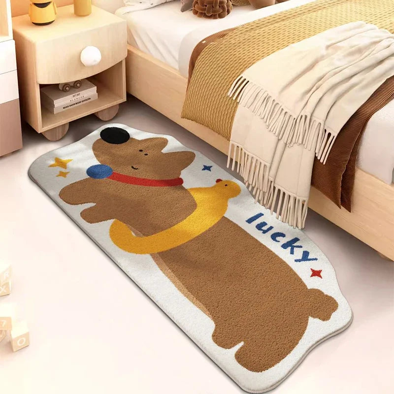 Navak Carpet Retro Carpet Cartoon Dog Shape Floor Mat Dachshund Floor Carpet Anti-slip Living Room Carpet Kitchen Floor Mat Entrance Doormat