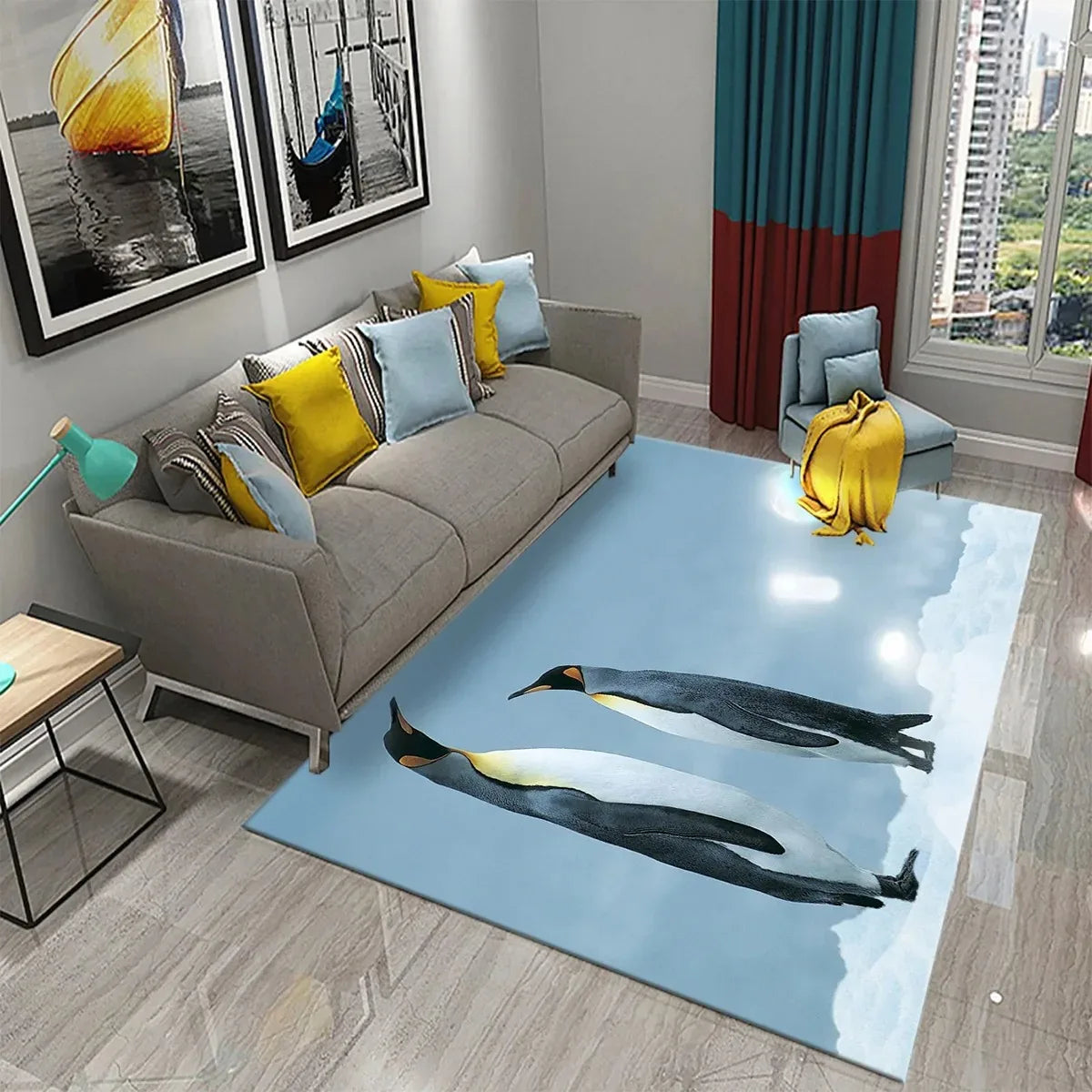 Navak Carpet Antarctica Penguin Pattern Carpet Lovely Animal Design Living Room Bedroom And Bathroom Non-Slip Carpet