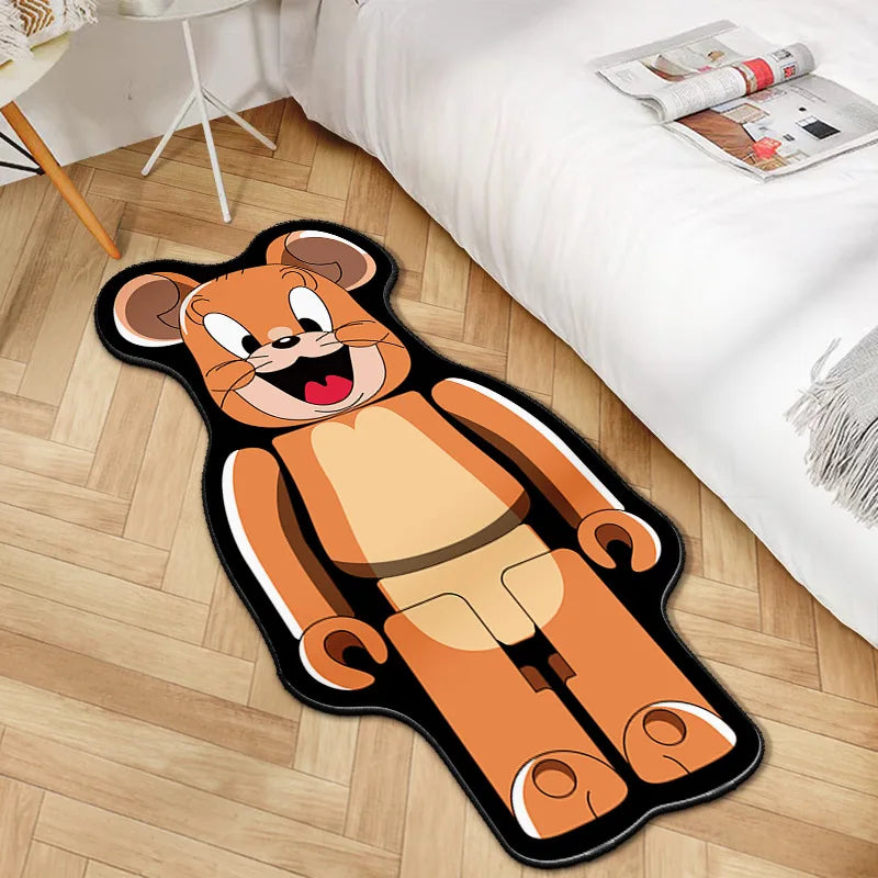 Navak Teppich, unregelmäßiger Cartoon-Bearbricks-Teppich, mehrfarbig, Gewaltbär-Teppich für Schlafzimmer, Nachttisch, rutschfest, modisch, für Zuhause, Bodenmatte