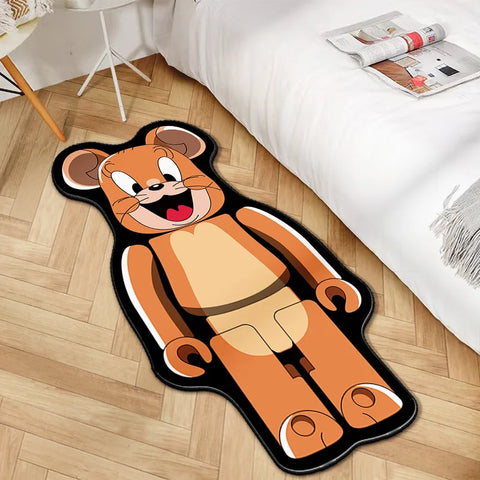 Navak Teppich, unregelmäßiger Cartoon-Bearbricks-Teppich, mehrfarbig, Gewaltbär-Teppich für Schlafzimmer, Nachttisch, rutschfest, modisch, für Zuhause, Bodenmatte