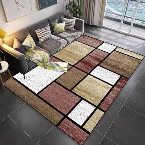 Navak Teppich Gitterdesign Teppich Wohnzimmer Geometrisches Muster Dekoration Sofa Rutschfeste Teppiche 200x300 Lounge Kurze Samt Couchtische Matten