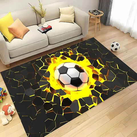 Navak Teppich, Ballsport-Thementeppich, Cartoon-Fußball-Bodenmatte für Kinderzimmer, Schlafzimmer-Dekoration, Fußball, große Flächenteppiche, Zuhause, Wohnzimmer, Flurteppich