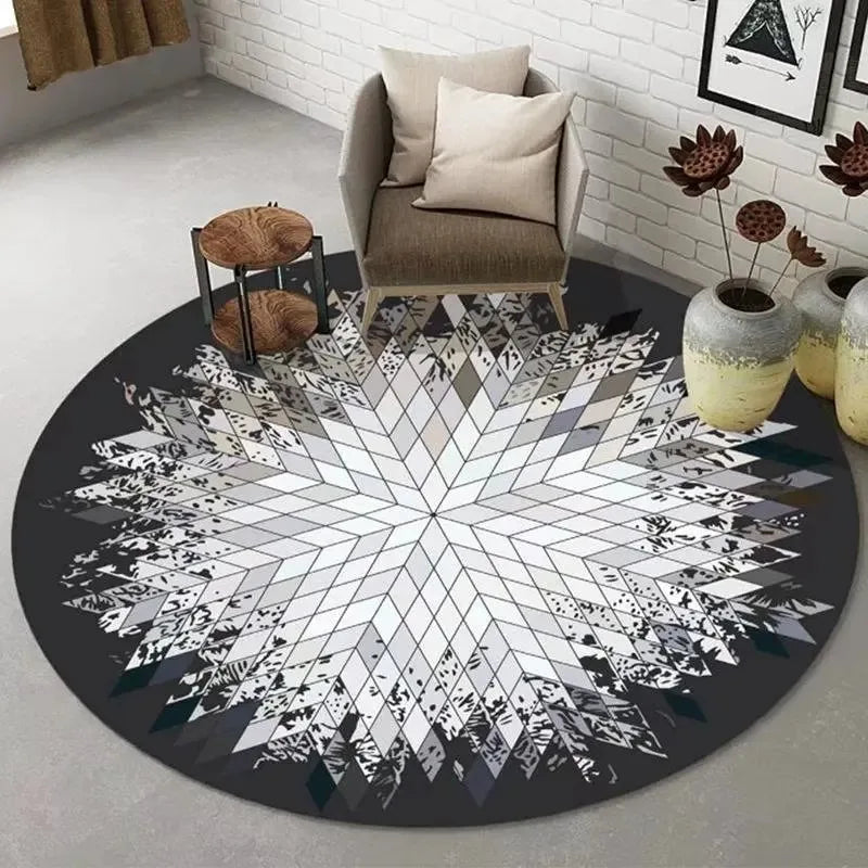Navak Teppich Abstrakte Kunst Runder Teppich Wohnzimmer Sofa Schlafzimmer Dekorativer Teppich Computerstuhl Bodenmatte Rutschfest