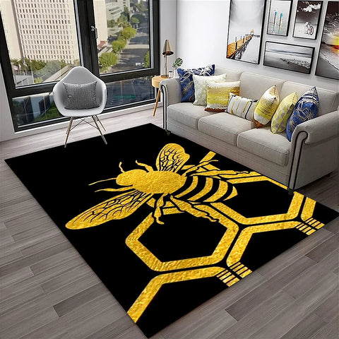 Navak Teppich, süße Biene, Honigbiene, Insekten-Cartoon, 3D-Teppich für Zuhause, Wohnzimmer, Schlafzimmer, Sofa, Fußmatte, Dekor, Kinderbereich, Teppich, rutschfeste Bodenmatte