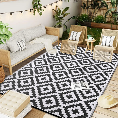 Navak Teppich UBN33HAPIHAPPY Indoor Outdoor Wendbarer Kunststoff-Stroh-Teppich für die Terrasse, Outdoor-Teppiche, wasserdicht, für Deck, Hinterhof, Familienpicknick, Bal9Hb^