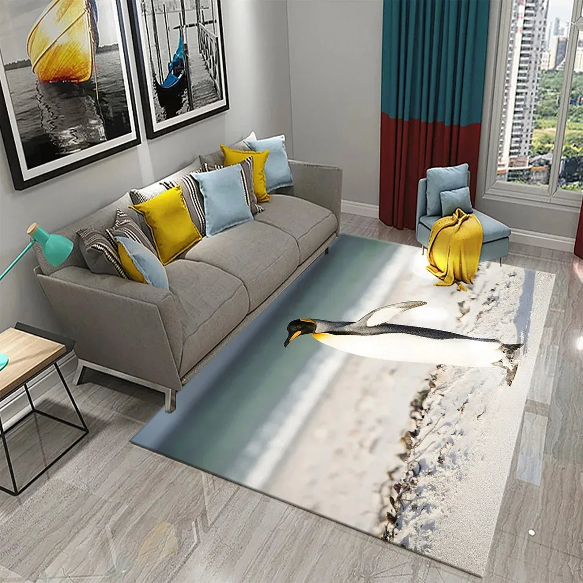Navak Carpet Antarctica Penguin Pattern Carpet Lovely Animal Design Living Room Bedroom And Bathroom Non-Slip Carpet