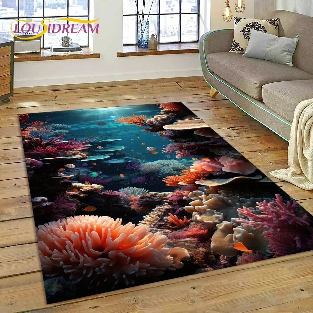 Navak Teppich, 3D-Unterwasserwelt, Meeresboden, Delfin, Cartoon-Teppich, für Schlafzimmer, Wohnzimmer, Sofa, Dekoration, große Bodenmatte für Kinder