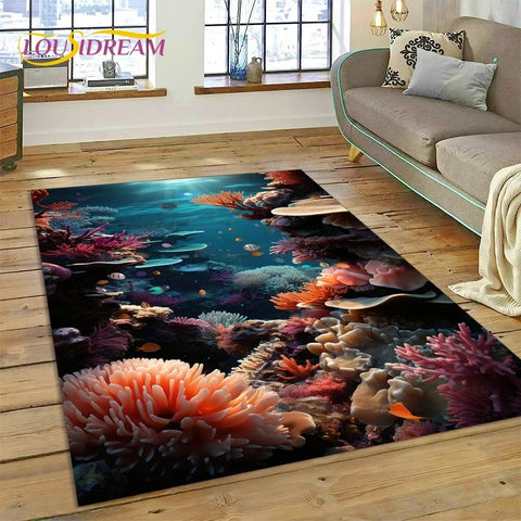 Navak Teppich, 3D-Unterwasserwelt, Meeresboden, Delfin, Cartoon-Teppich, für Schlafzimmer, Wohnzimmer, Sofa, Dekoration, große Bodenmatte für Kinder
