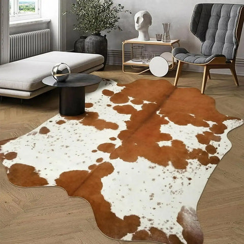 Navak Teppich im amerikanischen Stil mit Tiermuster, Kunstfell-Rindslederteppich, Schlafzimmerteppich, Zimmerteppich für Wohnzimmerteppiche, Hausdekoration, Fußmatten