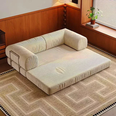 Navak Carpet Italienisches minimalistisches Retro-High-End-Cord-Wohnzimmersofa, komprimiertes Sofa, Schlafsofa, faltbar, waschbar, anpassbar