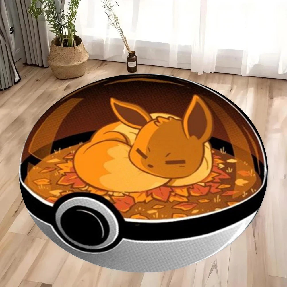 Navak Carpet Daily Picks &Pokemon Pikachu Gengar Print Round Rugs Room Floor Mats Non-Slip Living Room Rugs Washable Carpet for Home Decor Mat