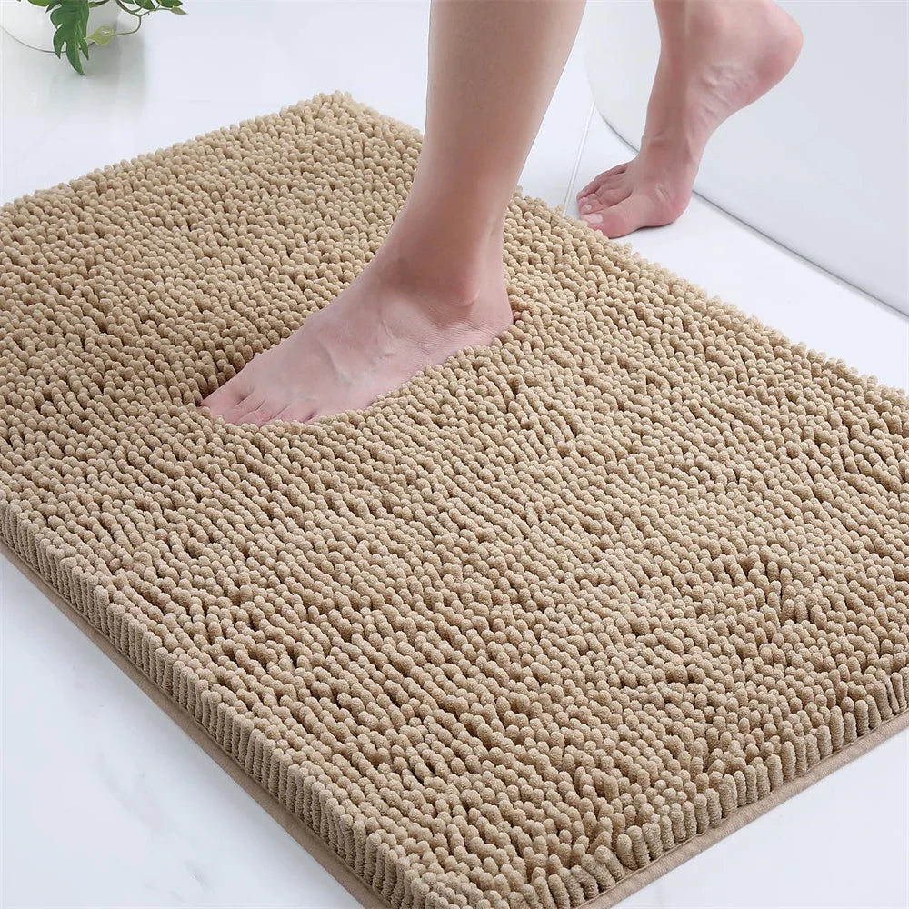 Navak Carpet Olanly Chenille-Badezimmerteppich, extra weich, zottelige Badematte, rutschfeste Badezimmer-Bodenmatte, wasserabsorbierende Plüsch-Mikrofaser-Teppiche für die Dusche