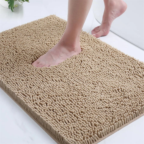 Navak Carpet Olanly Chenille-Badezimmerteppich, extra weich, zottelige Badematte, rutschfeste Badezimmer-Bodenmatte, wasserabsorbierende Plüsch-Mikrofaser-Teppiche für die Dusche