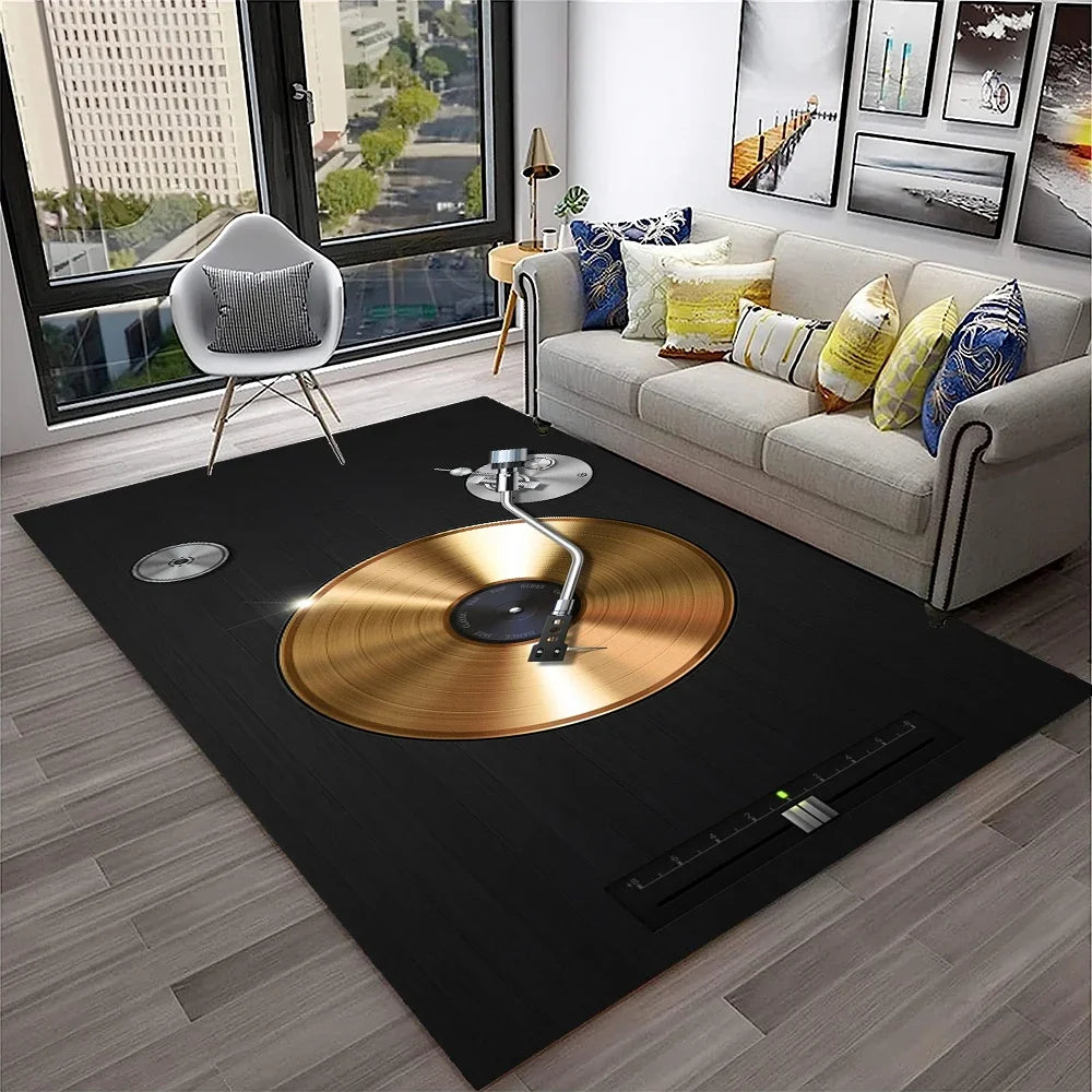 Navak Teppich, 3D-Retro-Vinyl-Schallplatte, Musikkunst, Teppich für Zuhause, Wohnzimmer, Schlafzimmer, Sofa, Fußmatte, Dekoration, Kinderspielbereich, rutschfeste Bodenmatte
