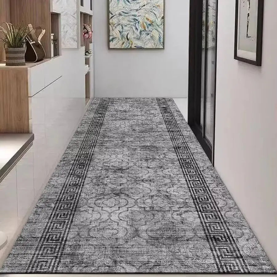 Navak Carpet Nordic Modern High-end Long Hallway Carpet Luxury Grey Corridor Runner Home Decoration Area Rug Hotel Aisle Non-slip Kitchen Mat