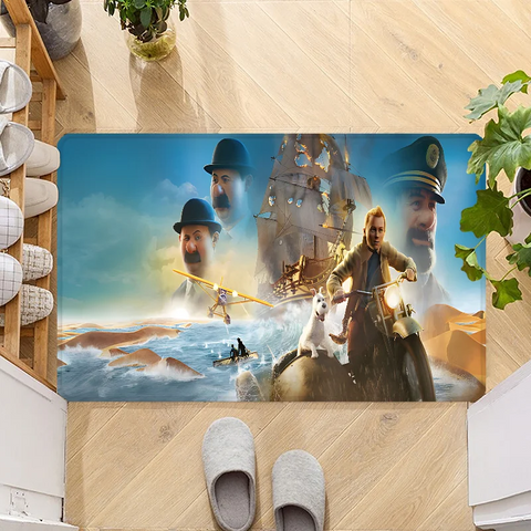 Navak Carpet Fußmatte mit dem Motiv „Die Abenteuer von Tim und Struppi“, rutschfest, waschbar, für Küche, Flur, Badezimmer, Badematten