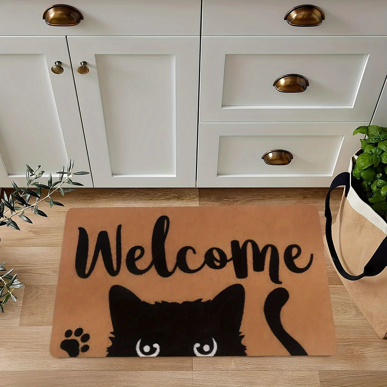 Navak Carpet 1 Packung Katzen-Willkommens-Fußmatten, lustige Katzenmatten für drinnen und draußen, für Eingangsbereich, Veranda, Katzenliebhaber, Frühling/Sommer, Einweihungsgeschenk
