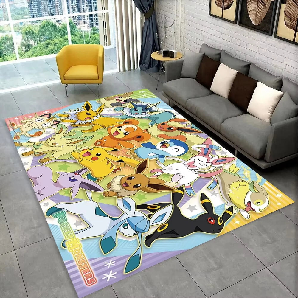 Navak Carpet Daily Picks Lustige Pokemon-Spiel-Cartoon-Bodenmatte für Kinderspielzimmer, Schlafzimmer, Wohnzimmer, weicher Teppich, Spielthema-Teppich, Männerhöhle-Dekor