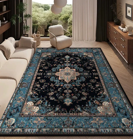 Navak Teppich, Teppich für Wohnzimmer, persische Retro-Dekoration, Zuhause, Schlafzimmer, Nachttisch, weiche, rutschfeste Matte, Boden, Lounge, leicht zu reinigen, flauschiger Plüschteppich